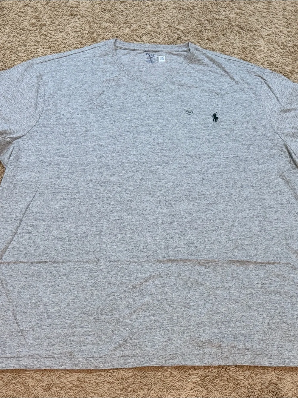Polo Ralph Lauren T Shirt Mens 3XB Gray V Neck Embroidered Minimalist NWOT